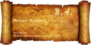 Meter Albert névjegykártya